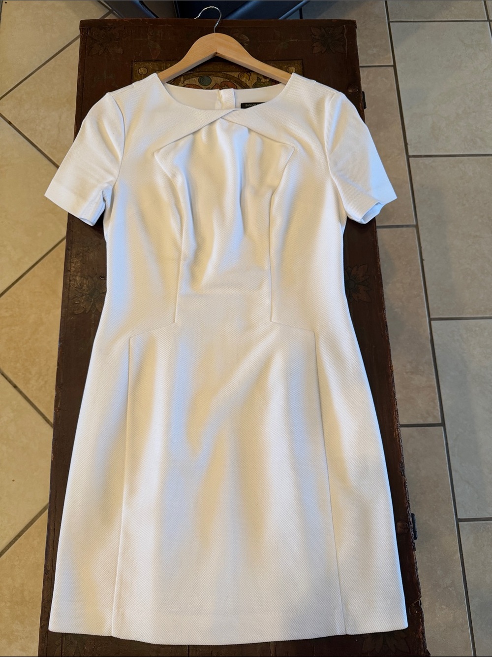 Banana Republic White Short-Sleeve Sheath Dress